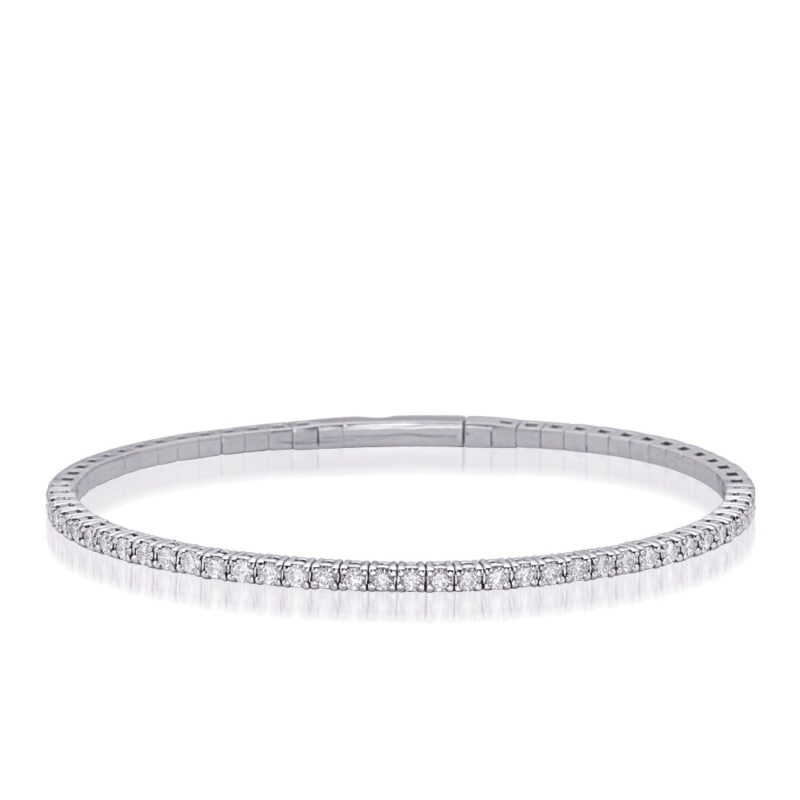 White Gold Flexible Bangle Bracelet