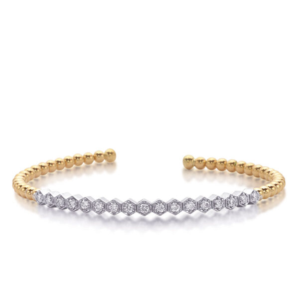 White &Yellow Gold  Bangle Bracelet