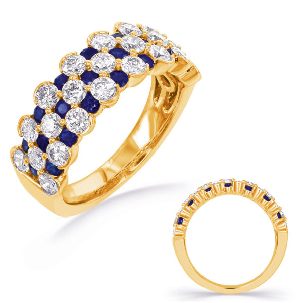 Yellow Gold Sapphire & Diamond Band