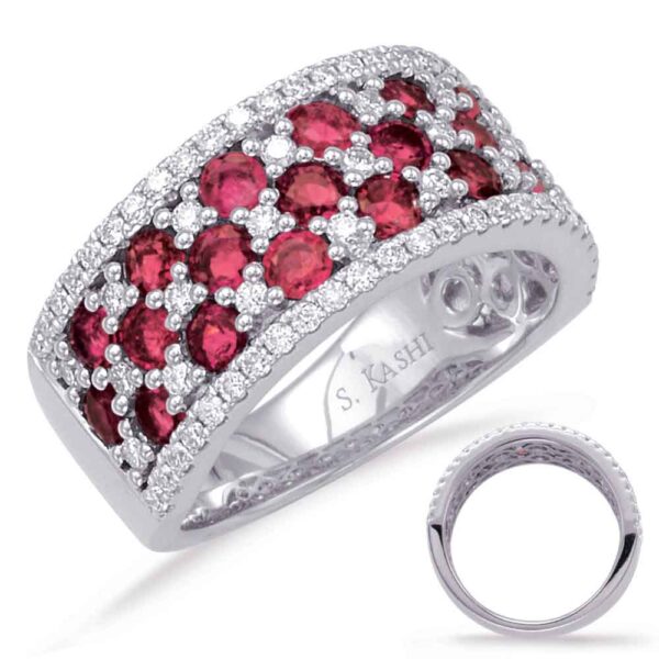 White Gold Ruby & Diamond Ring
