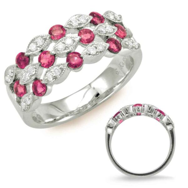 White Gold Ruby & Diamond Ring