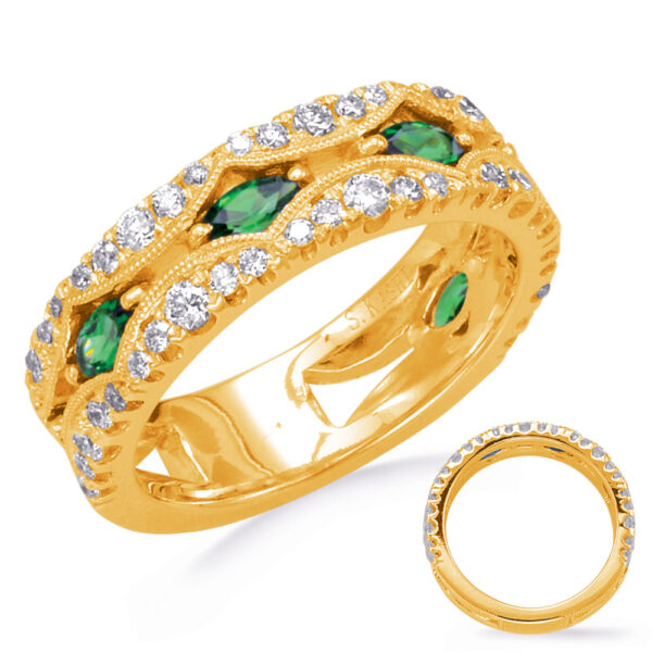 Yellow Gold Emerald & Diamond Ring