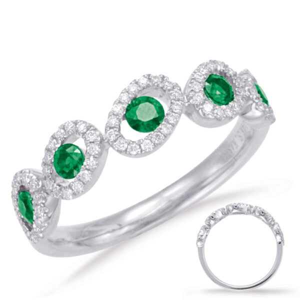 White Gold Emerald & Diamond Ring