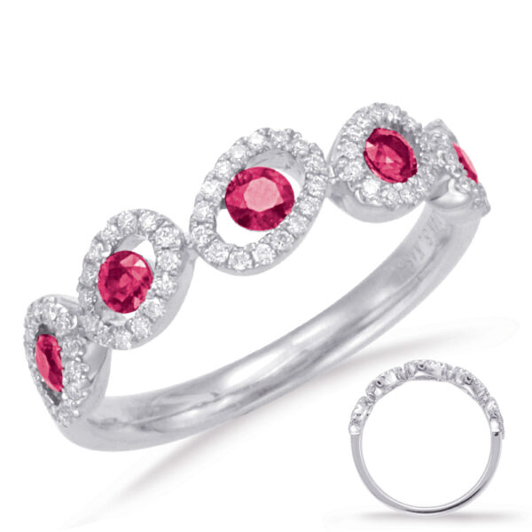 White Gold Ruby & Diamond Ring