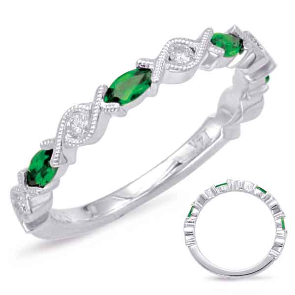 White Gold Emerald  & Diamond Ring