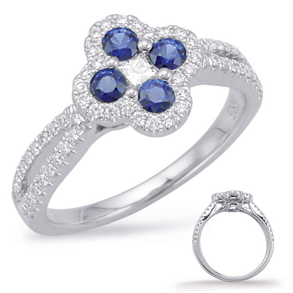 White Gold Sapphire & Diamond Ring
