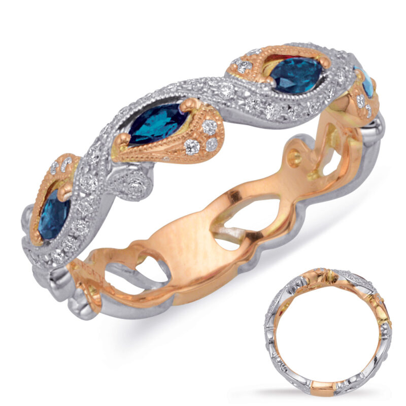 Rose & White Sappphire & Diamond Ring