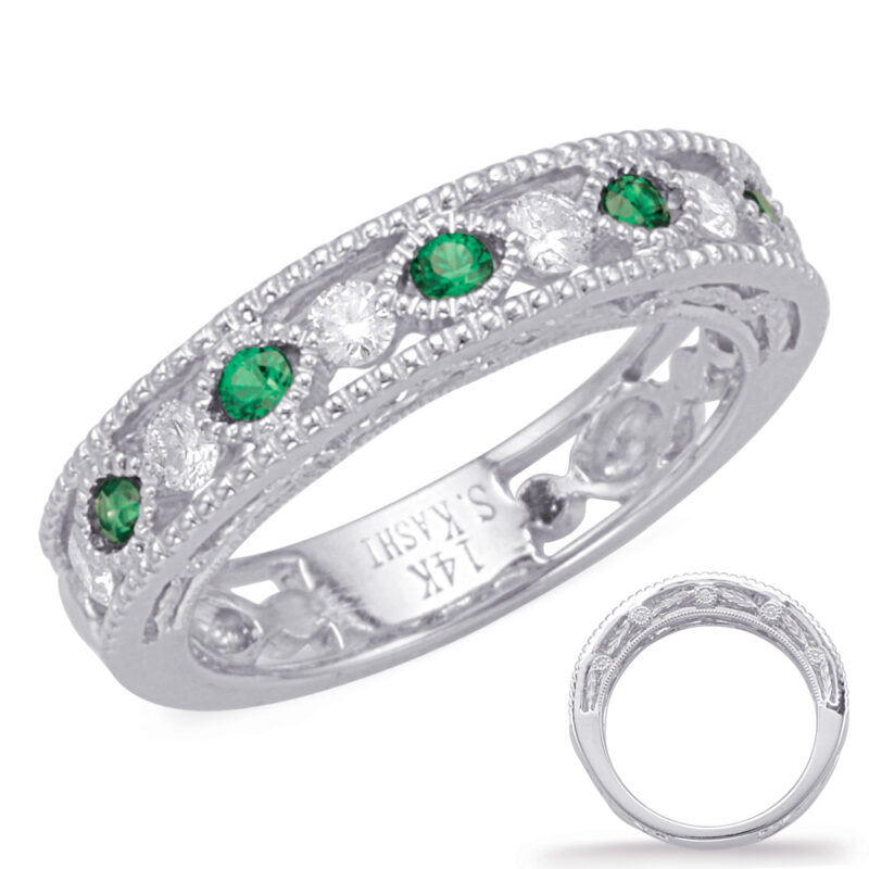 White Gold Emerald & Diamond Ring