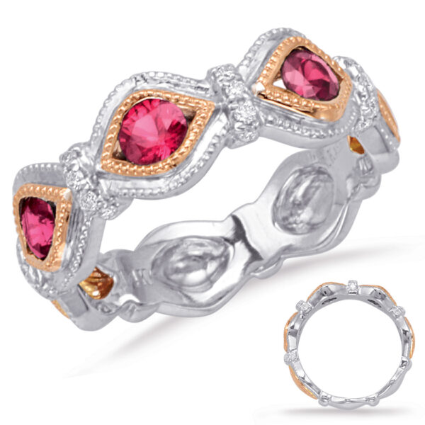 Rose & White Gold Ruby & Diamond Ring