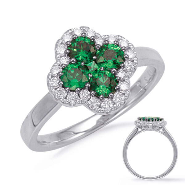 White Gold Emerald & Diamond Ring