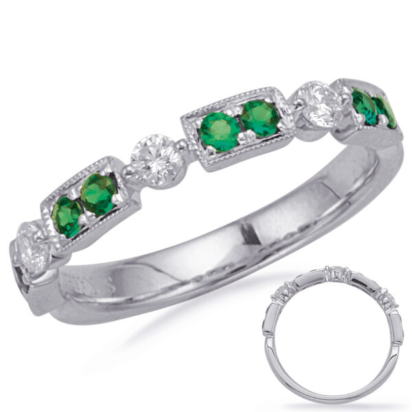 White Gold Emerald & Diamond Ring
