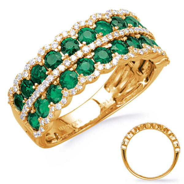 Yellow Gold Emerald & Diamond Ring