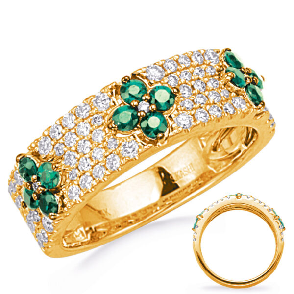 Yellow Gold Emerald & Diamond Ring