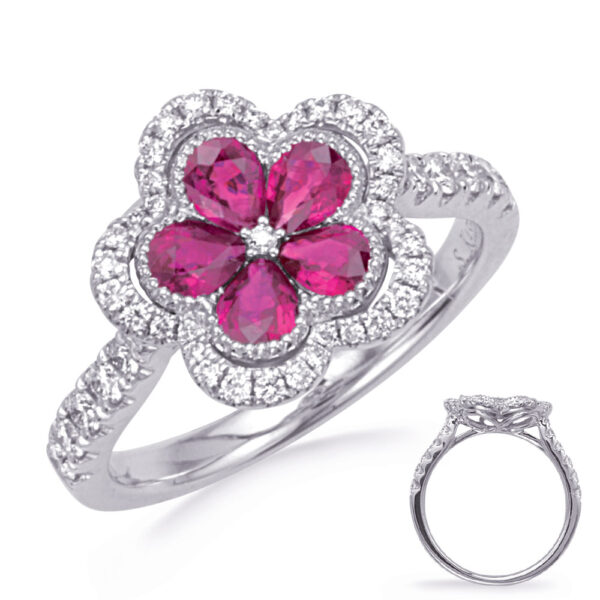 White Gold Ruby & Diamond Ring