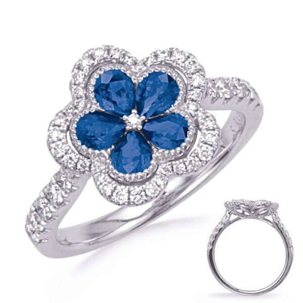 White Gold Sapphire & Diamond  Ring