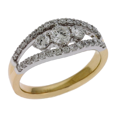 Yellow & White Gold Three Stone Ring