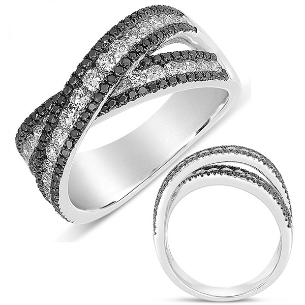White Gold Black & White Diamond Band