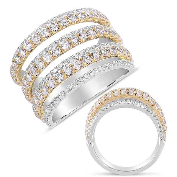 White & Yellow Gold Pave Diamond Ring
