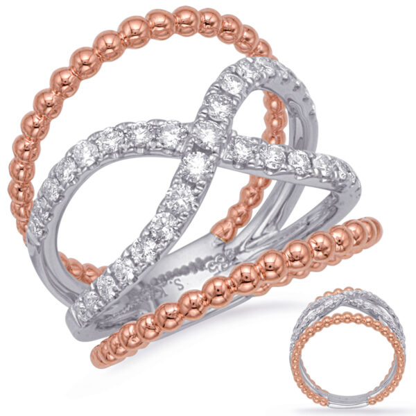 Rose & White Gold Diamond Fashion Ring