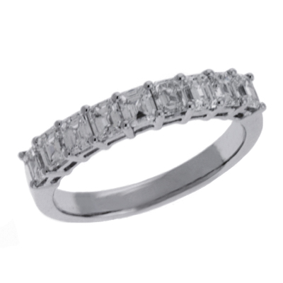 White Gold Diamond Emerald Cut Band