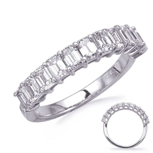 White Gold Diamond Emerald Cut Band