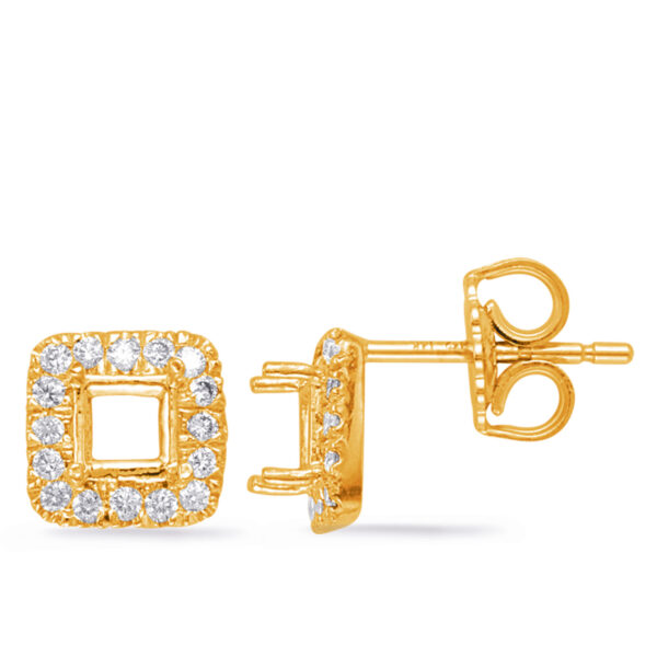 Yellow Gold Diamond Earring For 4mm