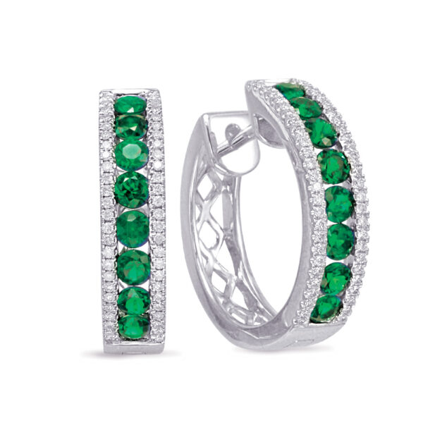 White Gold Emerald & Diamond Earring