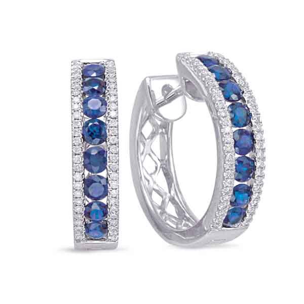 White Gold Sapphire & Diamond Earring