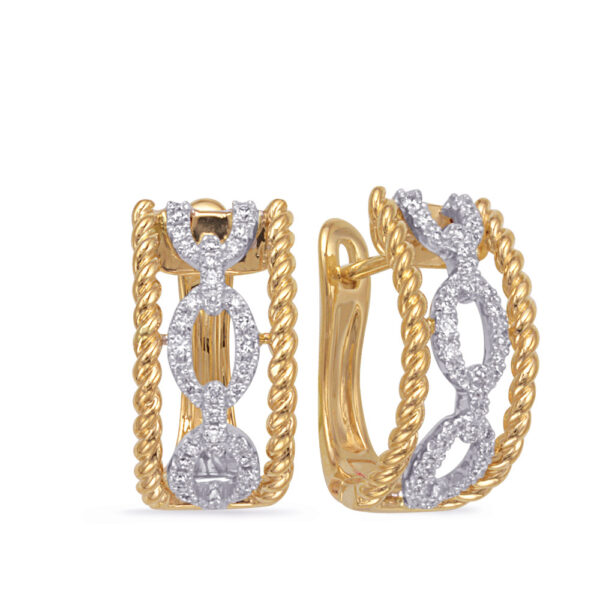 White & Yellow Gold Diamond Earring