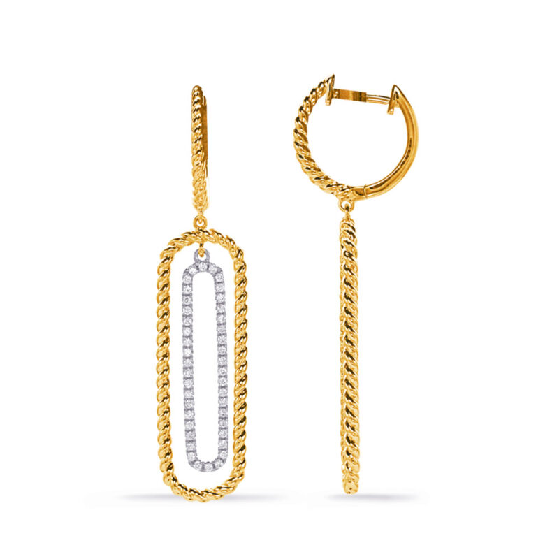 White & Yellow Gold Diamond Earring
