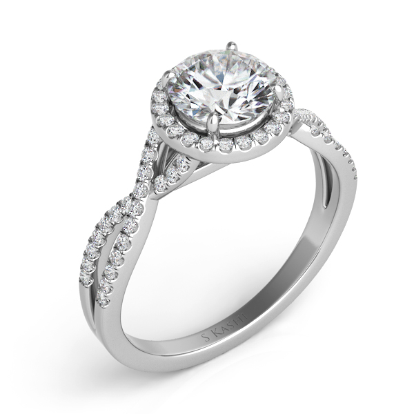 White Gold Halo Engagement Ring