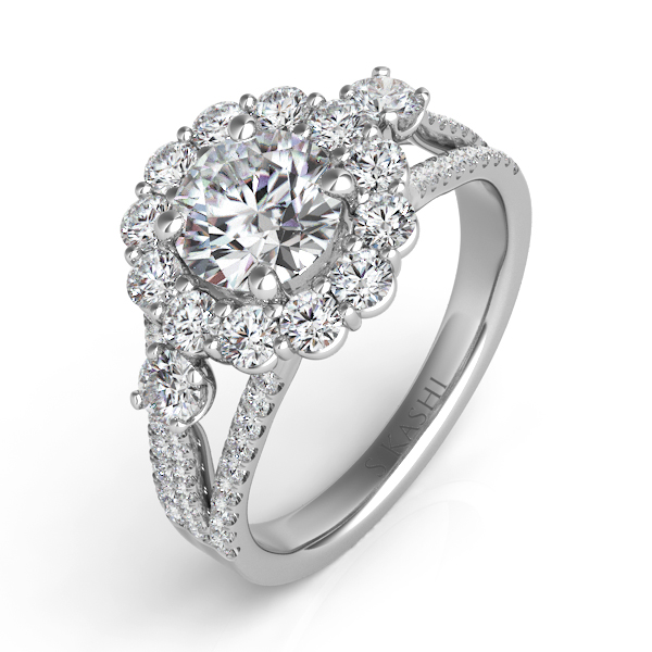 White Gold Halo Engagement Ring