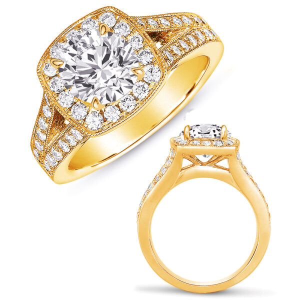 Yellow Gold Halo Ring