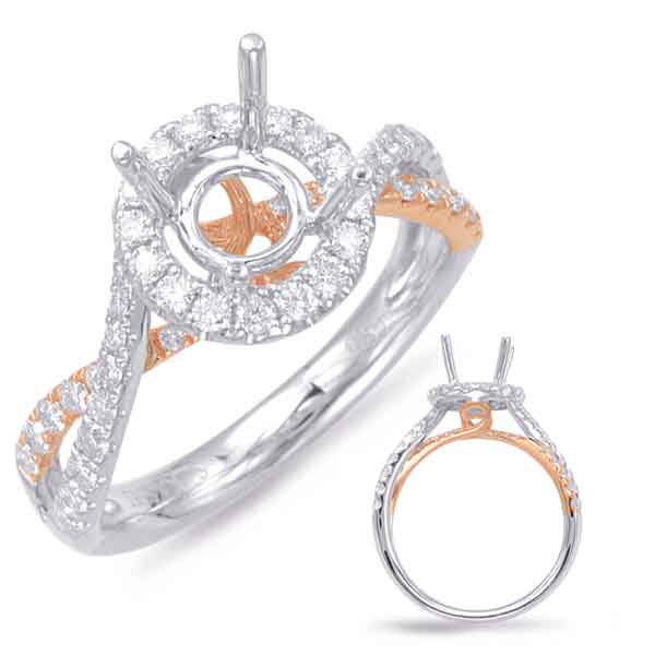Rose & White Gold Halo Engagement Ring