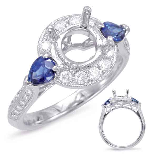 White Gold Sapphire & Diamond Halo Ring