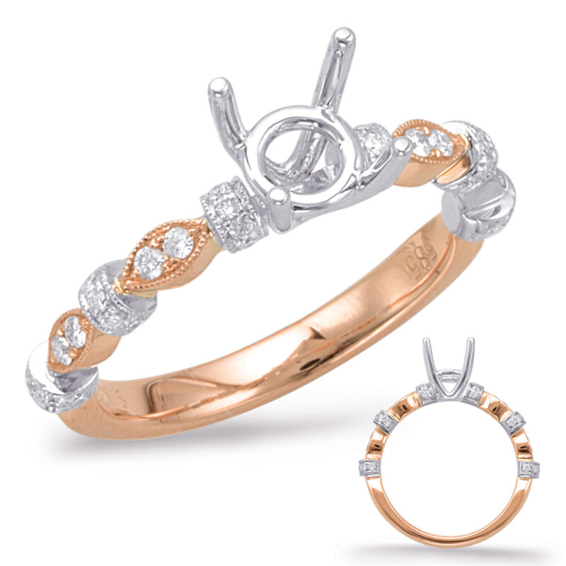 Rose & White Gold Halo Engagement Ring