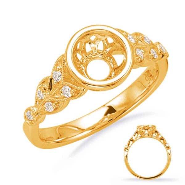 Yelllow Gold Engagement Ring Bezel Head