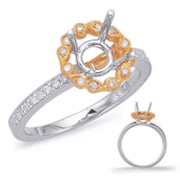 Rose & White Halo Engagement Ring