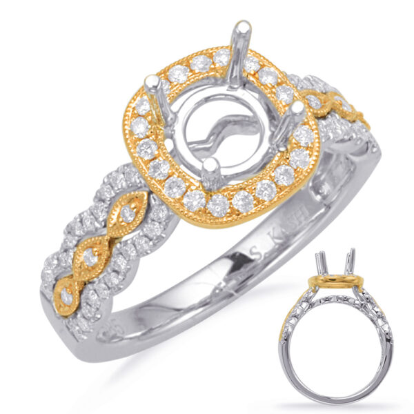 Yellow & White Gold Halo Engagement Ring