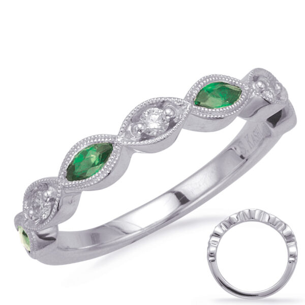 White Gold Emd & Dia Matching Band