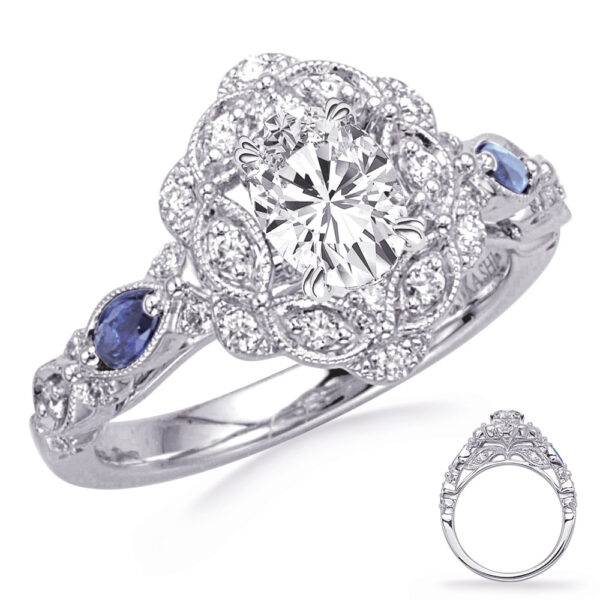 White Gold Sapphire & Diamond Eng Ring