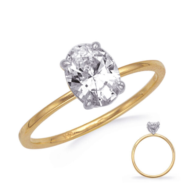 Yellow & White Gold Engagement Ring 10x7