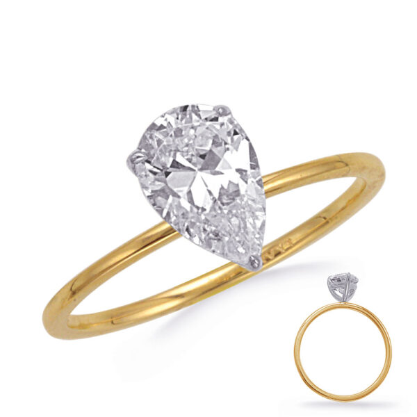 Yellow & White Gold Engagement Ring 5x3m