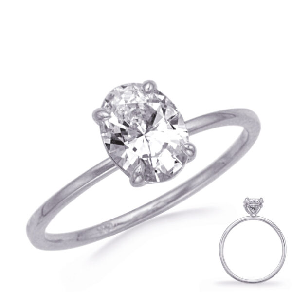 White Gold Engagement Ring 7x5mm oval