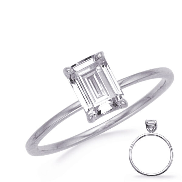 White Gold Engagement Ring 9x7mm EC
