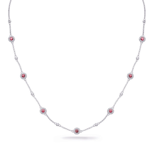 White Gold Ruby & Diamond Necklace