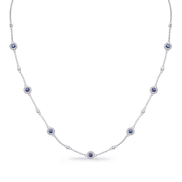 White Gold Sapphire & Diamond Necklace