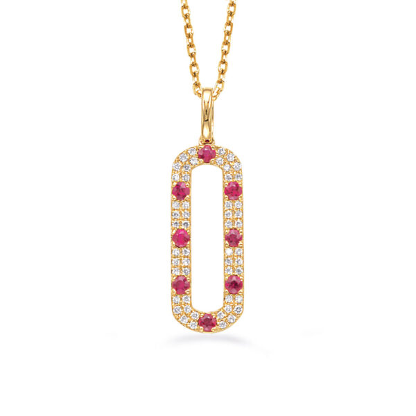 Yellow Gold Diamond & Ruby Necklace