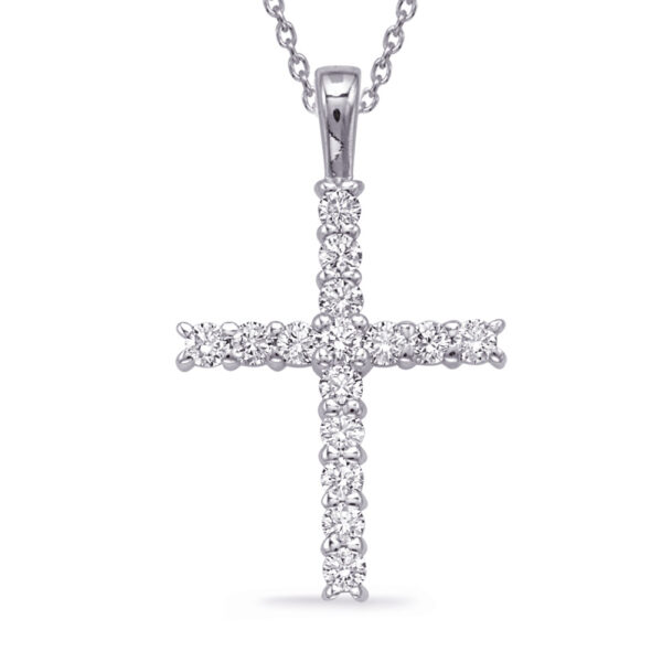 White Gold Diamond Cross Pendat