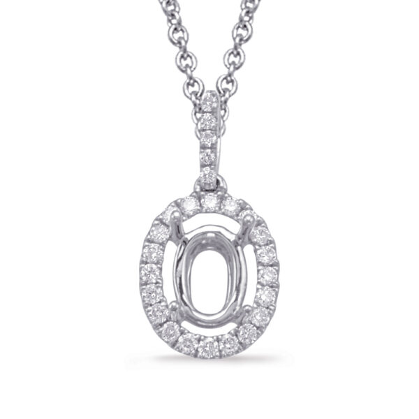 White Gold Diamond Pendant For Oval